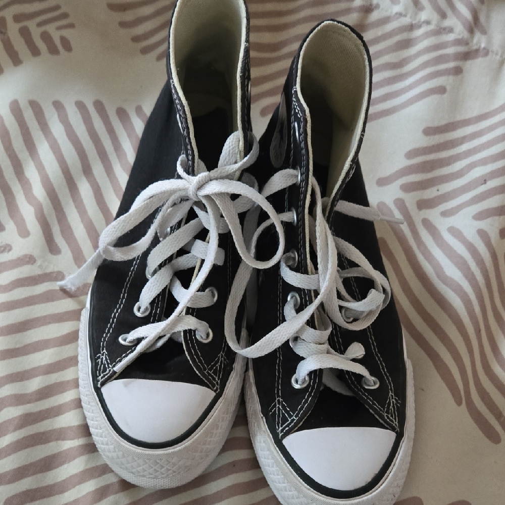 Converse Black and White High-Top Athletic Shoes